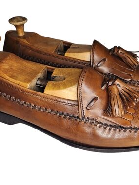 MUST SEE BRAGANO COLE HAAN WOVEN  WEAVED KILTIE TASSELS LOAFERS MEN SZ 10.5 M